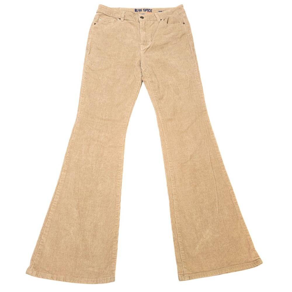 Blue Spice Y2K Premium Corduroy High Waist Flare Pants Women's Size 11 Khaki Tan